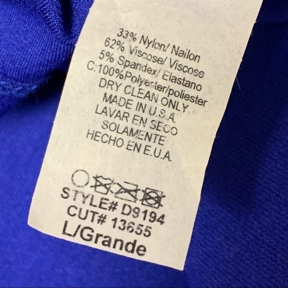 Cefian |Size Large|Blue Deep V Spaghetti Strap Front Mesh Detail Midi Dress NWOT - Picture 8 of 10